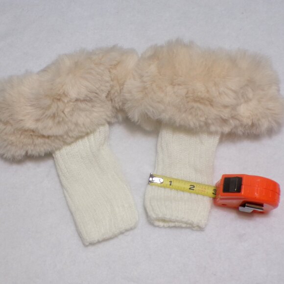 NEW Faux Fur Cream Boot Toppers Ribbed Knit - Picture 4 of 4